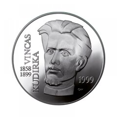 Sidabrinė moneta 1858–1899 m. Vincas Kudirka 1999 kaina ir informacija | Numizmatika | pigu.lt