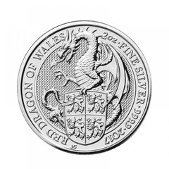 Sidabrinė moneta Queen's Beasts, Red Dragon of Walles 2017 kaina ir informacija | Numizmatika | pigu.lt