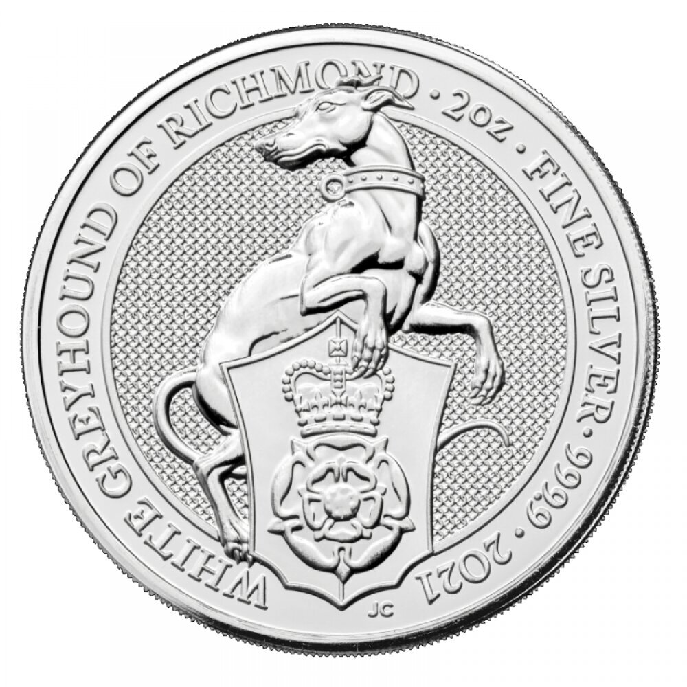 Sidabrinė moneta Queen's Beasts, White Greyhound of Richmond 2021 kaina ir informacija | Numizmatika | pigu.lt