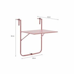 Sulankstomas stalas 60x78x86-101cm, rožinis kaina ir informacija | Lauko stalai, staliukai | pigu.lt