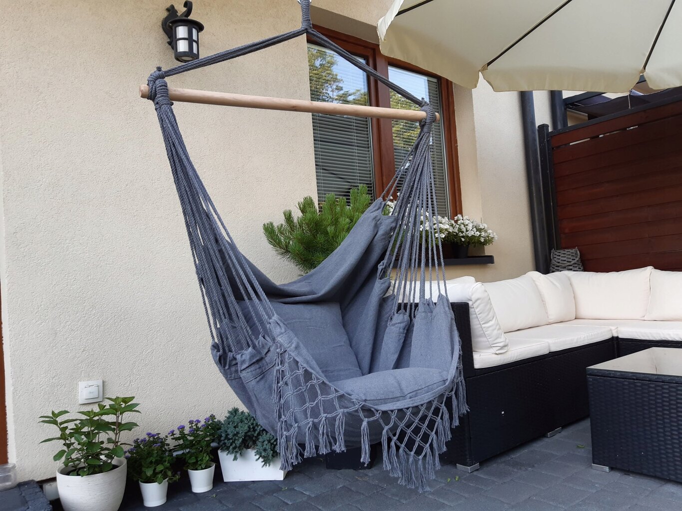 Sėdimas hamakas su pagalvėmis mediTrade, pilkas цена и информация | Hamakai | pigu.lt