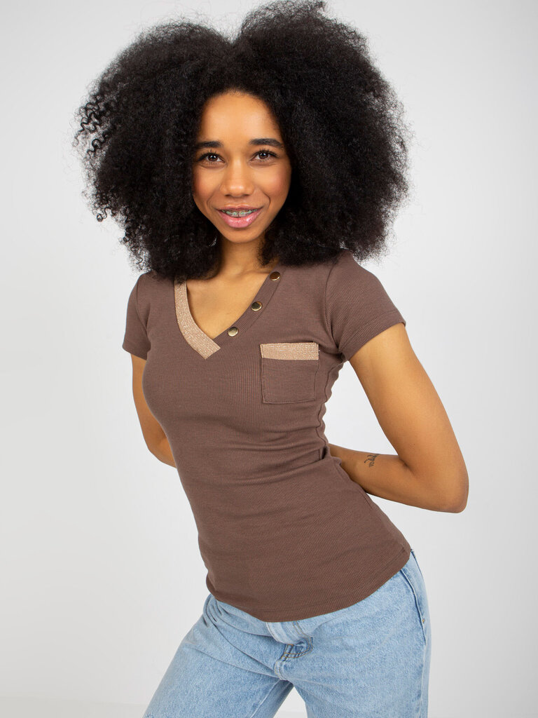 Palaidinė moterims Rv-ts-8543.12p, ruda цена и информация | Marškinėliai moterims | pigu.lt