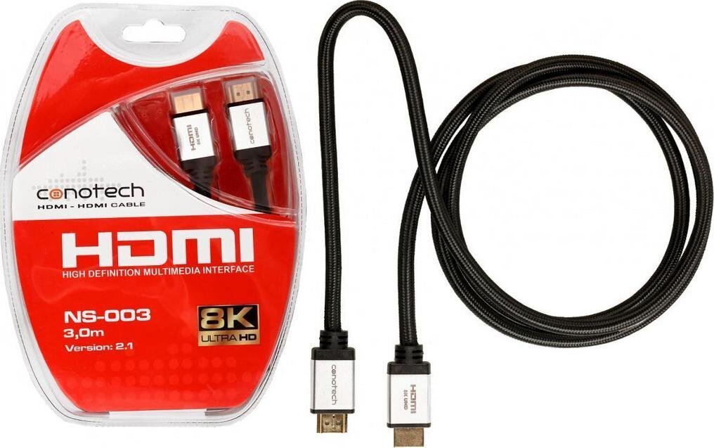 Conotech HDMI, 3m kaina ir informacija | Kabeliai ir laidai | pigu.lt