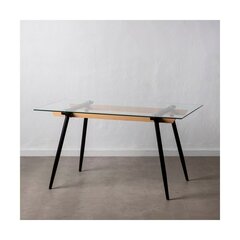 Обеденный стол 140 x 80 x 75 cm Стеклянный Чёрный Металл цена и информация | Кухонные и обеденные столы | pigu.lt