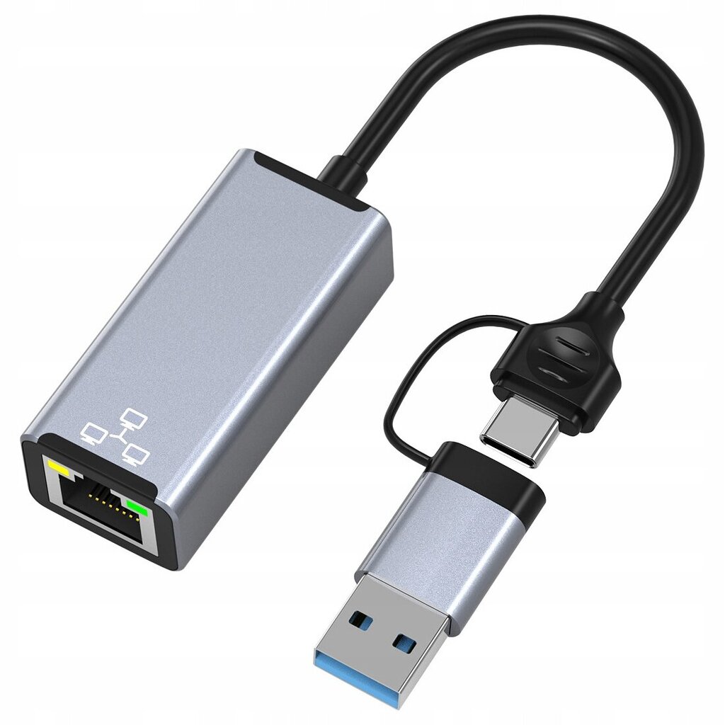 Adapteris USB C type/USB 3.0/LAN kaina ir informacija | Adapteriai, USB šakotuvai | pigu.lt