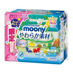 Japoniškos drėgnos servetėlės Moony, 3 x 76 vnt kaina ir informacija | Drėgnos servetėlės, paklotai | pigu.lt