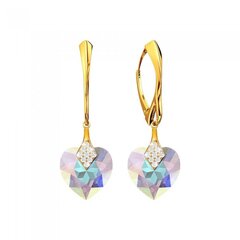 Sidabriniai auskarai su Swarovski kristalais DiamondSky Cute Valentine (Aurora Borealis) DS02A559 kaina ir informacija | Auskarai | pigu.lt