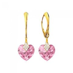 Sidabriniai auskarai su Swarovski kristalais DiamondSky Cute Valentine (Light Rose) DS02A562 kaina ir informacija | Auskarai | pigu.lt