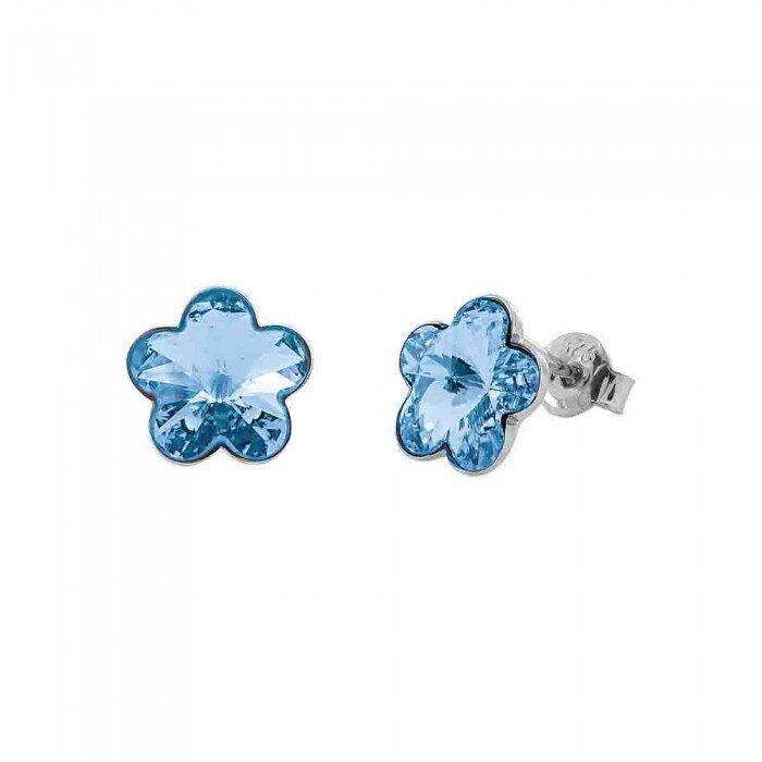 Sidabriniai auskarai Diamond Sky Sunny Flower (Aquamarine) DS02A571 kaina ir informacija | Auskarai | pigu.lt