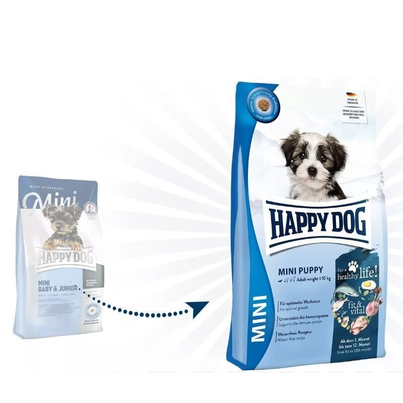 Happy Dog Mini Puppy jauniems šuniukams su paukštiena ir ėriena, 4 kg цена и информация | Sausas maistas šunims | pigu.lt