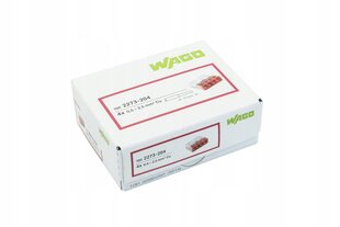 Пружинное соединение для кабеля WAGO 4x2,5mm², 100 шт., 24A, красное цена и информация | Текстильные провода и клеммные колодки | pigu.lt