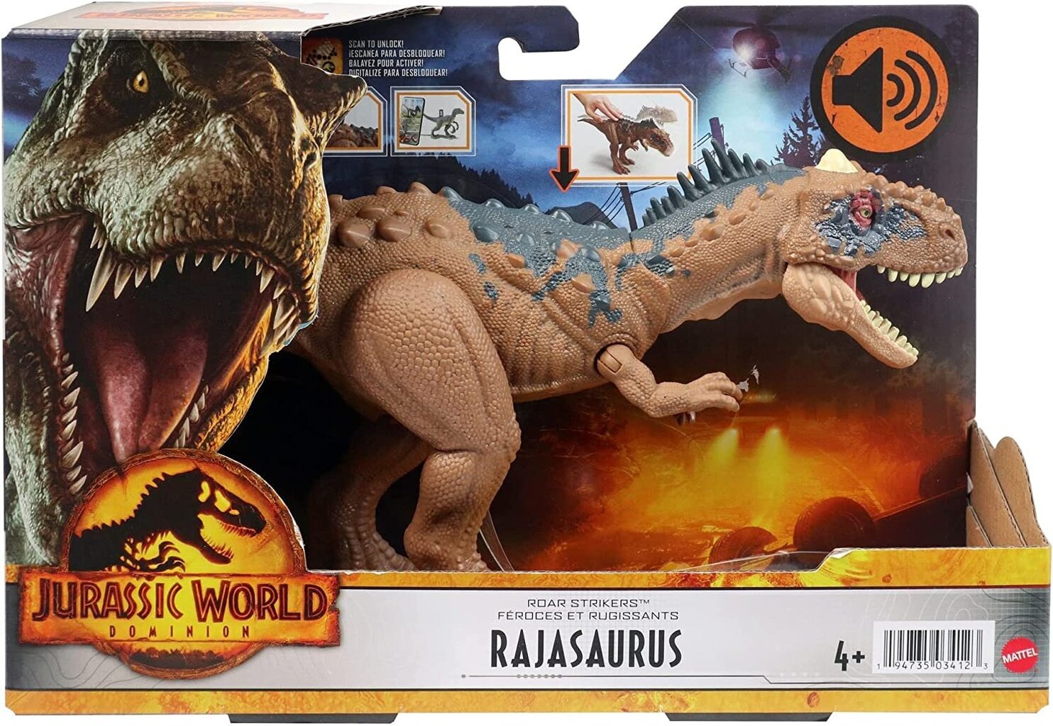 Dinozauro figūrėlė Rajasaurus Mattel Jurassic World HDX35 kaina ir informacija | Žaislai berniukams | pigu.lt