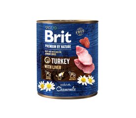 "Brit Premium By Nature" Консервы с индейкой и печенью 400г цена и информация | Сухой корм для собак | pigu.lt