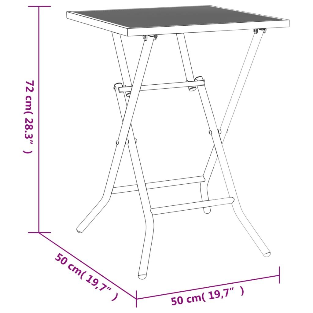 vidaXL Sodo staliukas, antracito, 50x50x72cm, plienas, tinklelis kaina ir informacija | Lauko stalai, staliukai | pigu.lt