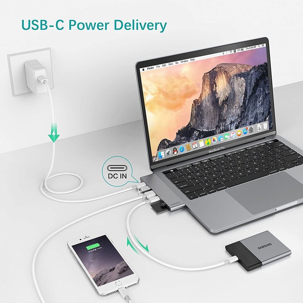 USB HomeSpot MacBook Pro 2016/2017 USB-C/HDMI/SD / Micro/ USB-A цена и информация | Adapteriai, USB šakotuvai | pigu.lt