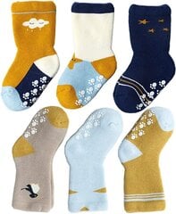 Детские носки J Poqobog, нескользящие, 6 пар, разноцветные цена и информация | Колготки, носочки для новорожденных | pigu.lt