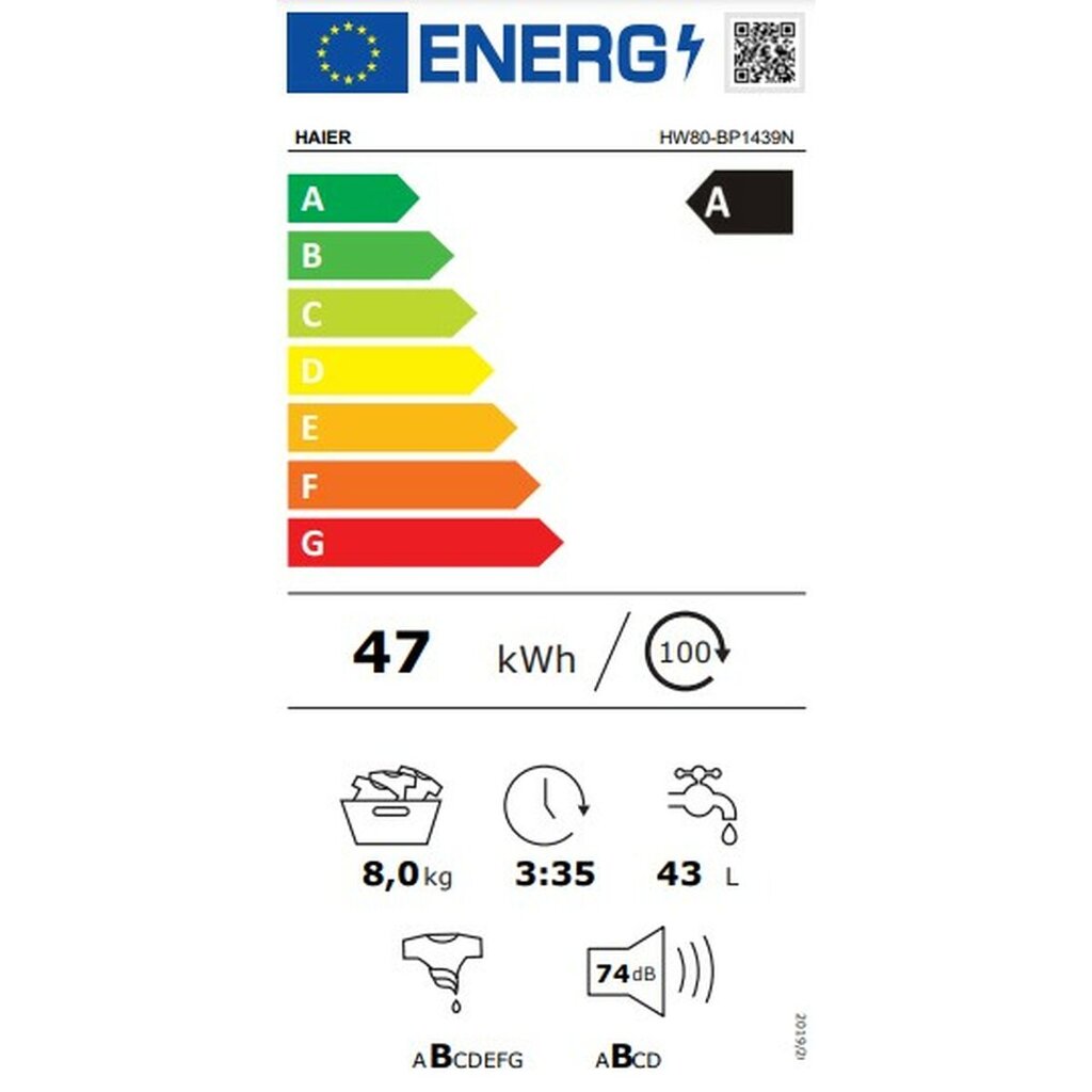 Haier HW80-BP1439N kaina ir informacija | Skalbimo mašinos | pigu.lt