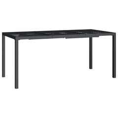 vidaXL Sodo stalas, antracito spalvos, 165x80x72cm, plienas kaina ir informacija | Lauko stalai, staliukai | pigu.lt