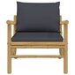 vidaXL Sodo kėdės su tamsiai pilkomis pagalvėlėmis, 2vnt., bambukas kaina ir informacija | Lauko kėdės, foteliai, pufai | pigu.lt