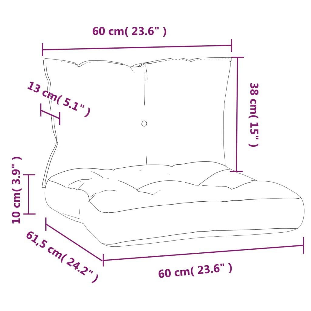 vidaXL Palečių pagalvėlės, 2vnt., turkio spalvos, oksfordo audinys kaina ir informacija | Pagalvės, užvalkalai, apsaugos | pigu.lt