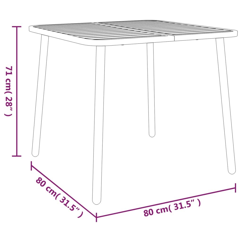 vidaXL Sodo stalas, antracito spalvos, 80x80x71cm, plienas kaina ir informacija | Lauko stalai, staliukai | pigu.lt