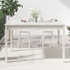 vidaXL Sodo stalas, baltas, 121x82,5x76cm, pušies medienos masyvas цена и информация | Садовые столы, столики | pigu.lt