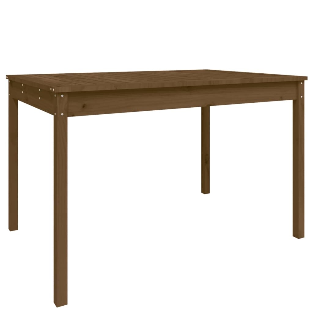 vidaXL Sodo stalas, medaus rudas, 121x82,5x76cm, pušies masyvas kaina ir informacija | Lauko stalai, staliukai | pigu.lt