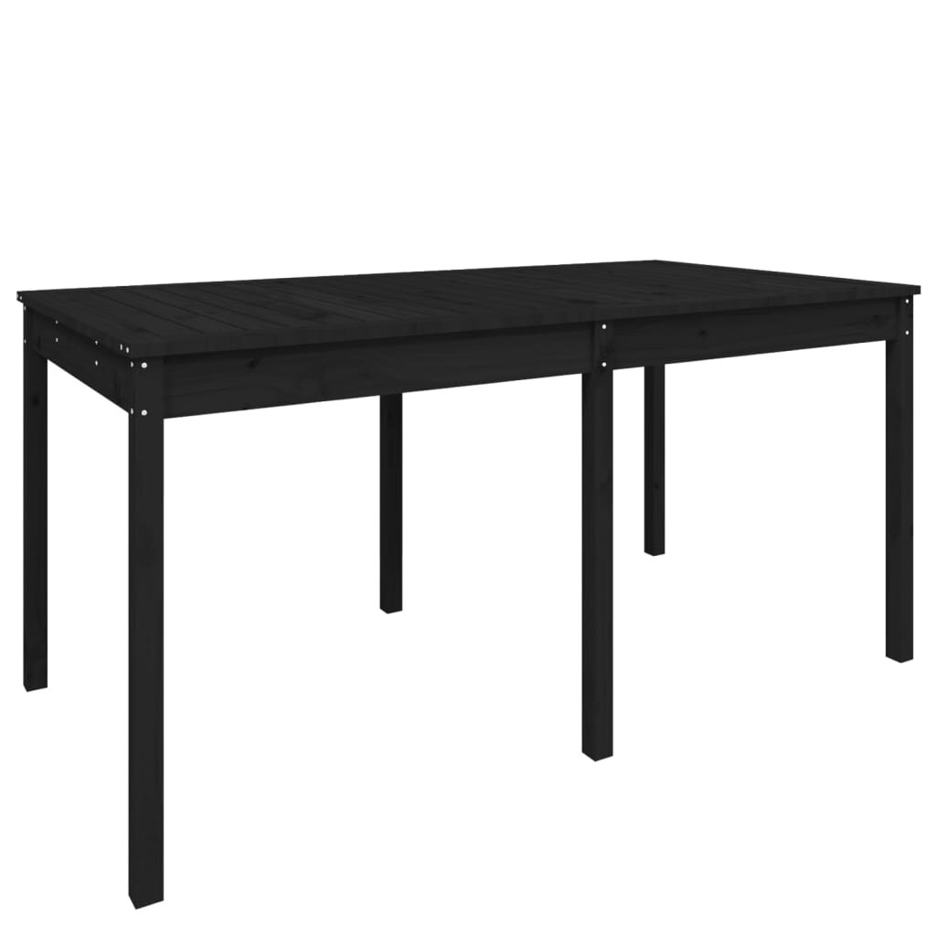 vidaXL Sodo stalas, juodas, 159,5x82,5x76cm, pušies medienos masyvas цена и информация | Lauko stalai, staliukai | pigu.lt