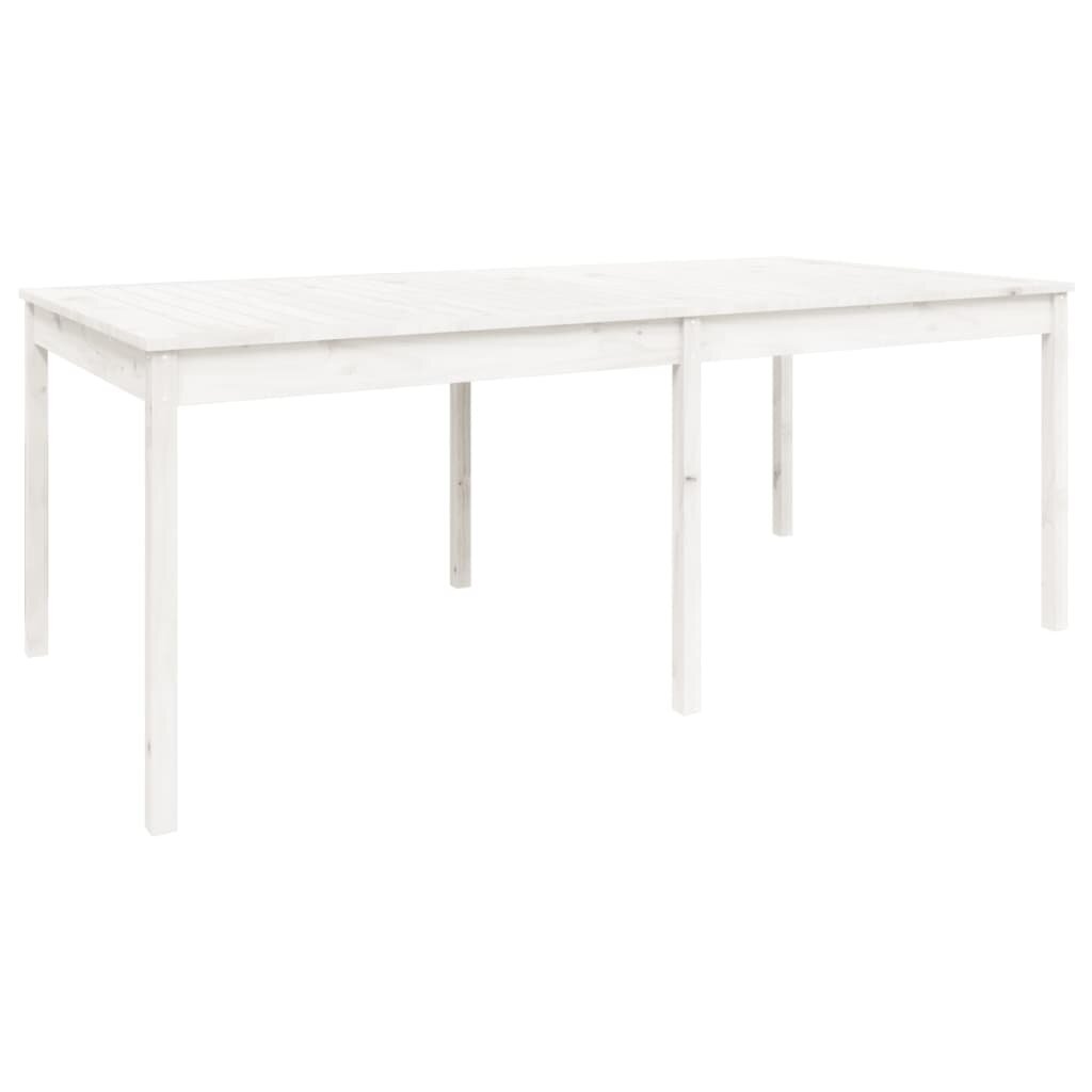 vidaXL Sodo stalas, baltas, 203,5x100x76cm, pušies medienos masyvas kaina ir informacija | Lauko stalai, staliukai | pigu.lt