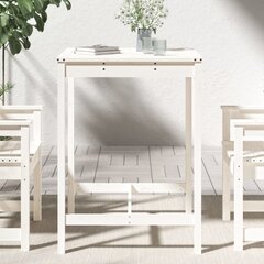 vidaXL Sodo stalas, baltas, 82,5x82,5x110cm, pušies medienos masyvas kaina ir informacija | Lauko stalai, staliukai | pigu.lt