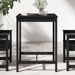 vidaXL Sodo stalas, juodas, 82,5x82,5x110cm, pušies medienos masyvas kaina ir informacija | Lauko stalai, staliukai | pigu.lt