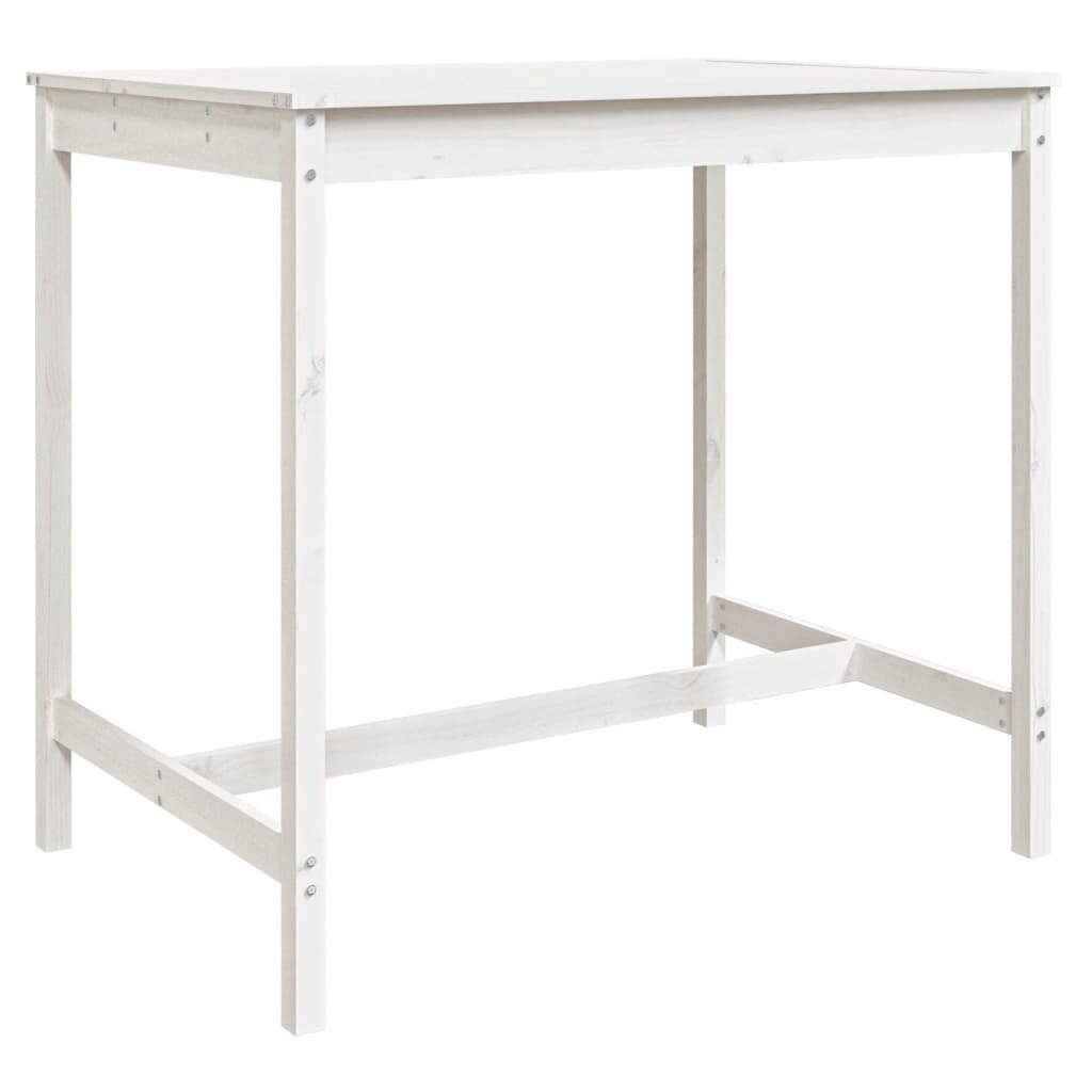 vidaXL Sodo stalas, baltas, 121x82,5x110cm, pušies medienos masyvas kaina ir informacija | Lauko stalai, staliukai | pigu.lt