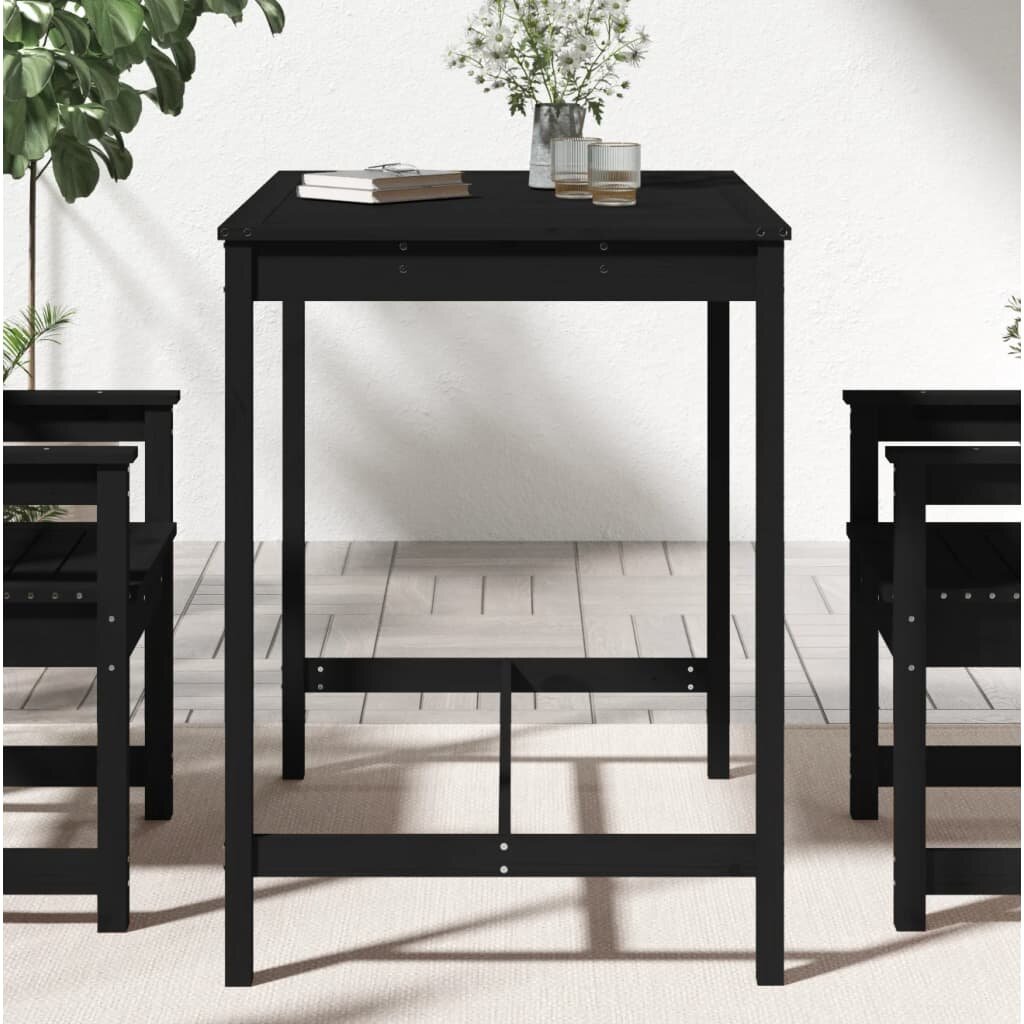 vidaXL Sodo stalas, juodas, 121x82,5x110cm, pušies medienos masyvas kaina ir informacija | Lauko stalai, staliukai | pigu.lt