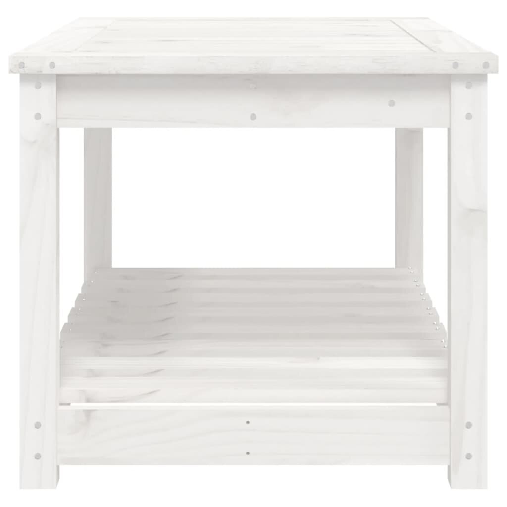 vidaXL Sodo stalas, baltas, 82,5x50,5x45cm, pušies medienos masyvas kaina ir informacija | Lauko stalai, staliukai | pigu.lt