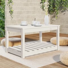 vidaXL Sodo stalas, baltas, 82,5x50,5x45cm, pušies medienos masyvas цена и информация | Садовые столы, столики | pigu.lt