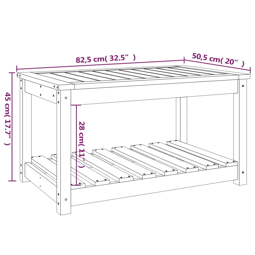 vidaXL Sodo stalas, medaus rudas, 82,5x50,5x45cm, pušies masyvas kaina ir informacija | Lauko stalai, staliukai | pigu.lt