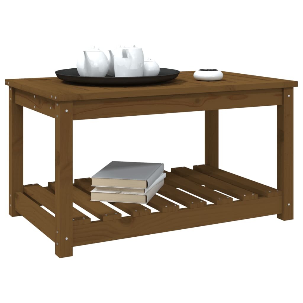 vidaXL Sodo stalas, medaus rudas, 82,5x50,5x45cm, pušies masyvas kaina ir informacija | Lauko stalai, staliukai | pigu.lt