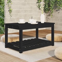 vidaXL Sodo stalas, juodas, 82,5x50,5x45cm, pušies medienos masyvas kaina ir informacija | Lauko stalai, staliukai | pigu.lt