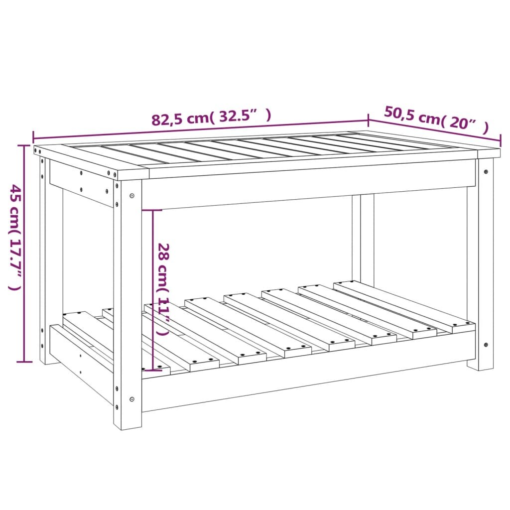 vidaXL Sodo stalas, 82,5x50,5x45cm, duoglas eglės medienos masyvas kaina ir informacija | Lauko stalai, staliukai | pigu.lt
