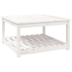 vidaXL Sodo stalas, baltas, 82,5x82,5x45cm, pušies medienos masyvas цена и информация | Садовые столы, столики | pigu.lt