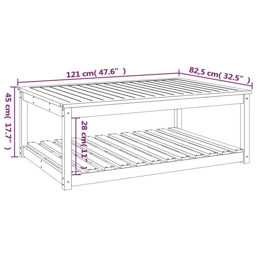 vidaXL Sodo stalas, 121x82,5x45cm, pušies medienos masyvas kaina ir informacija | Lauko stalai, staliukai | pigu.lt