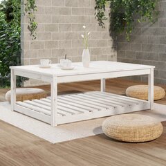 vidaXL Sodo stalas, baltas, 121x82,5x45cm, pušies medienos masyvas kaina ir informacija | Lauko stalai, staliukai | pigu.lt