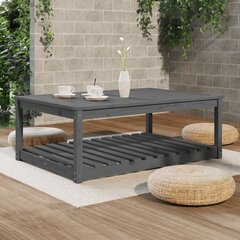 vidaXL Sodo stalas, pilkas, 121x82,5x45cm, pušies medienos masyvas цена и информация | Садовые столы, столики | pigu.lt