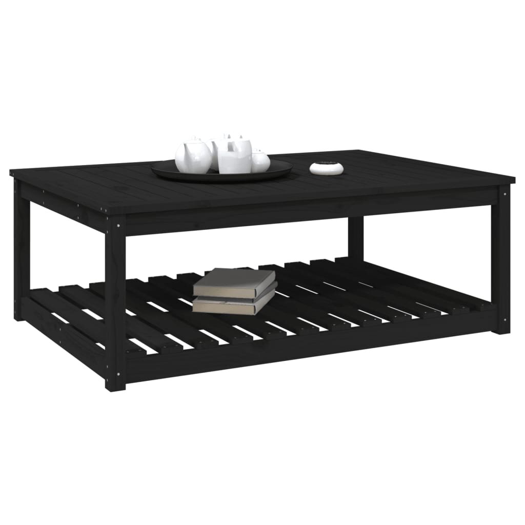 vidaXL Sodo stalas, juodas, 121x82,5x45cm, pušies medienos masyvas kaina ir informacija | Lauko stalai, staliukai | pigu.lt