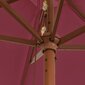 vidaXL Sodo skėtis su mediniu stulpu, tamsiai raudonas, 299x240cm kaina ir informacija | Skėčiai, markizės, stovai | pigu.lt