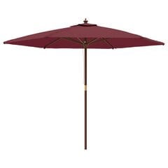 vidaXL Sodo skėtis su mediniu stulpu, tamsiai raudonas, 299x240cm kaina ir informacija | Skėčiai, markizės, stovai | pigu.lt