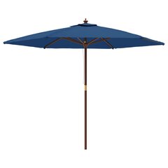 vidaXL Sodo skėtis su mediniu stulpu, tamsiai mėlynas, 299x240cm kaina ir informacija | Skėčiai, markizės, stovai | pigu.lt