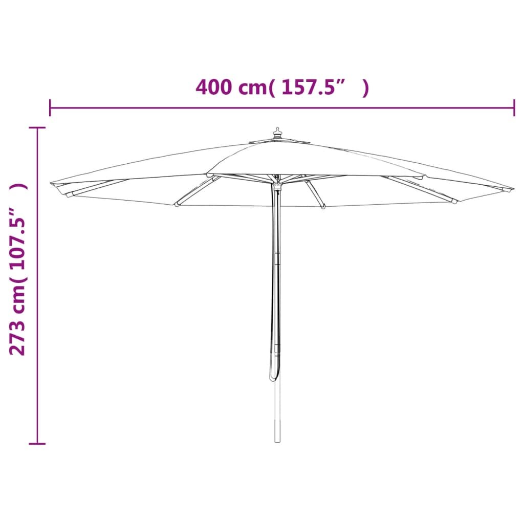 vidaXL Sodo skėtis su mediniu stulpu, terakota spalvos, 400x273cm kaina ir informacija | Skėčiai, markizės, stovai | pigu.lt