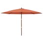 vidaXL Sodo skėtis su mediniu stulpu, terakota spalvos, 400x273cm kaina ir informacija | Skėčiai, markizės, stovai | pigu.lt