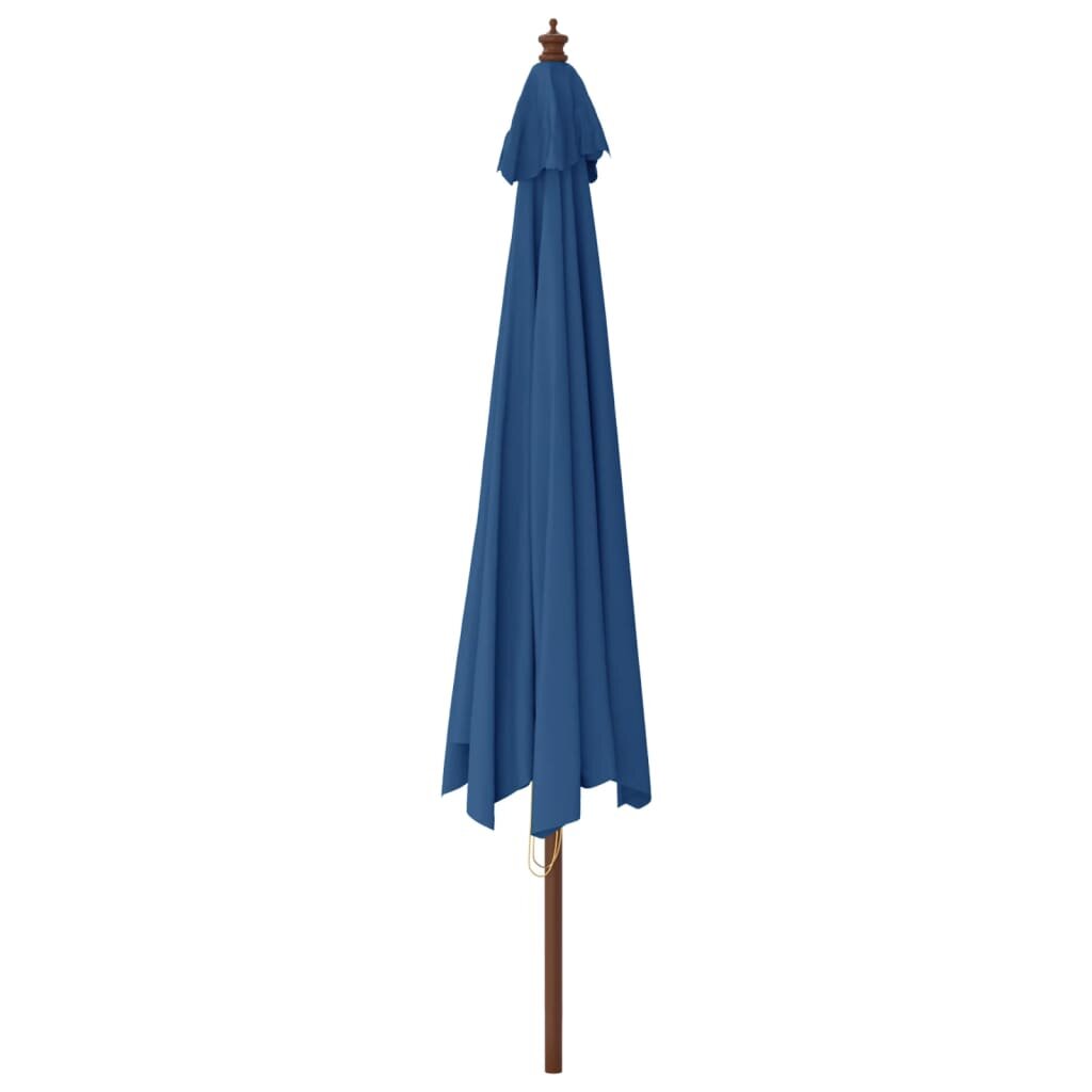 vidaXL Sodo skėtis su mediniu stulpu, tamsiai mėlynas, 400x273cm kaina ir informacija | Skėčiai, markizės, stovai | pigu.lt